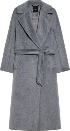 Max Mara Grijze Wol Alpaca Jas - Dames - Jas met riem - Grijs - 4XS - Wol - Jassen