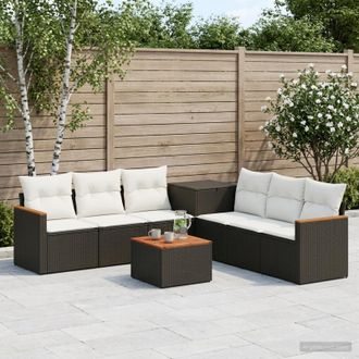 vidaXL Vidaxl Set Di Divani 8 Pz Nero E Bianco Crema