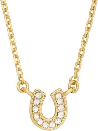 Kate Spade New York pav&eacute; horseshoe pendant necklace in Clear/Gold at Nordstrom