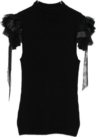 Alberta Ferretti Truien & Vesten, Dames, Zwart, S, Wol, Top met applicaties