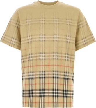 Burberry Beige Check Crew Neck T-Shirt