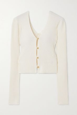 Chlo&eacute; Cardigan In Misto Lana A Coste - Bianco