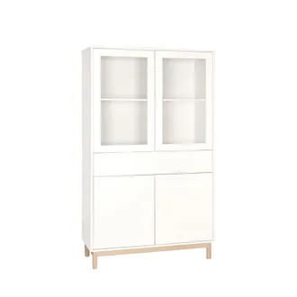 Klast Vitrina doble efecto madera blanco roto 95x170 cm
