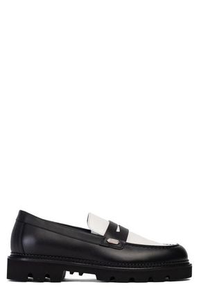 Collegium Lug Sole Penny Loafer in Tuxedo Leather at Nordstrom, Size 10Us
