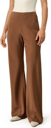 LilySilk Bias Cut Straight Leg Silk Pants in Espresso at Nordstrom, Size 10