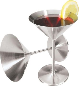 Oggi Set Of 2 Stainless Steel Martini Goblets