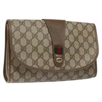 Gucci Pre-owned Leather clutches - Dames - Pre-owned - Beige - Maat: ONE Size Leer