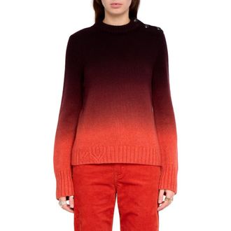 Zadig&Voltaire Malty Dip Dye Cashmere Crewneck Sweater in Tangerine at Nordstrom, Size X-Small