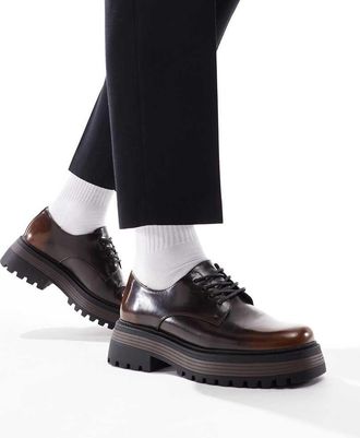 Asos Scarpe stringate con suola spessa marroni-Marrone