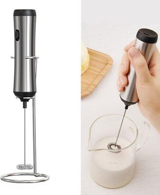 OEM Espumador De Leche El&eacute;ctrico, Espumador De Leche Port&aacute;til, Espumador De Leche De Acero Inoxidable, 23,7 X 6,8 Cm, Recargable, Capuchino, Plateado