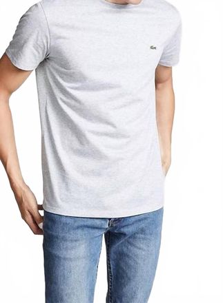 Lacoste Short Sleeve Crew Neck Pima Cotton Jersey T-Shirt In Silver Heathered