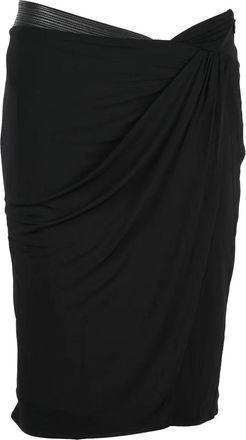 Versace Black Viscose-Blend Side-Slit Midi Skirt