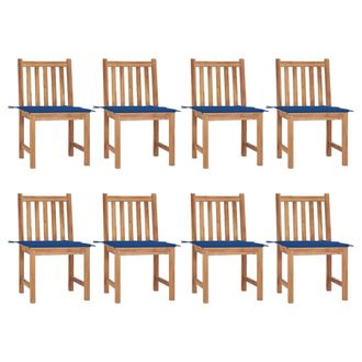 vidaXL Sillas De Jard&iacute;n 8 Unidades Madera De Teca Con Cojines Vidaxl