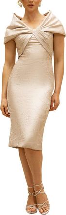 Terani Couture Attached Caplet Solid Midi Dress