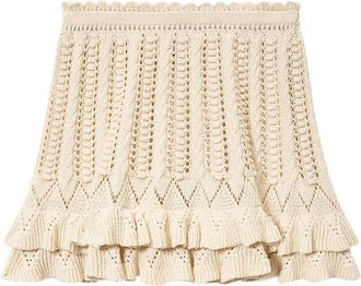 Isabel Marant Short Skirts, female, Beige, Size: M Neves Short Frilly Knit Skirt