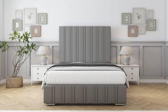 Sloomy Langston Dumfries Frame-Mattress - 50 Upholstered Headboard in Light Grey | Size: King