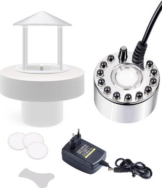 OEM Humidificador Ultras&oacute;nico De 350 Ml/h, Equipado Con 12 Luces Led, Protector Antisalpicaduras, Flotador Y Disco De Repuesto, Apto Para Acuarios, Estanq