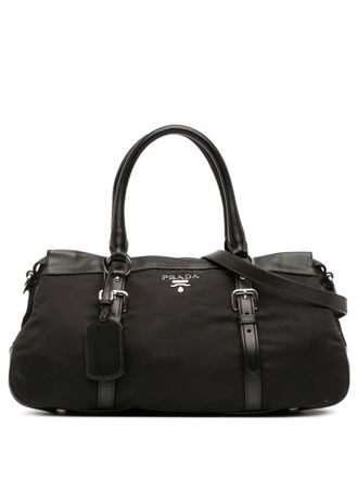 Prada 2010-2025 Soft Calf Trimmed Tessuto Zip Top satchel - women - Calf Leather/Nylon - One Size - Black