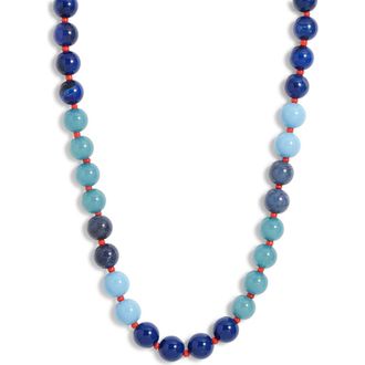 Nordstrom Round Beaded Necklace in Blue Multi- Gold at Nordstrom