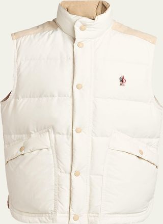 Moncler Mens Suede Yoke Padded Vest