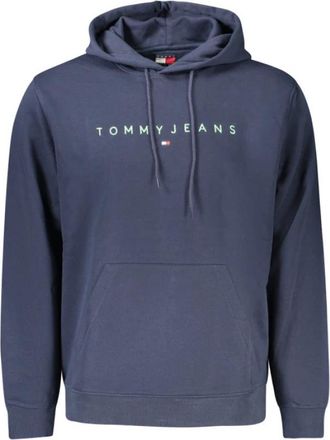 Tommy Hilfiger Linear Logo Embroidery Kangaroo Pocket Hoody - Heren - Hoodies - Blauw - 2XL - Katoen - Hoodies & sweatvesten