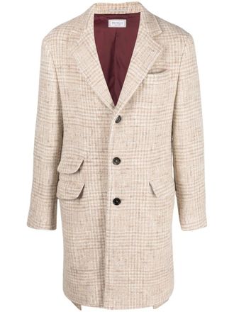 Brunello Cucinelli check-print single-breasted coat - Neutrals