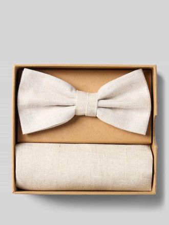Prince Bowtie Fliege und Einstecktuch im Set aus reinen Leinen in Beige, Gr&ouml;&szlig;e 1