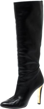 Jimmy Choo London Black Leather Knee Length Boots
