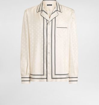 Dolce & Gabbana Logo And Stripe-print Vanity Silk Twill Shirt - Man Shirts Multicolor 38