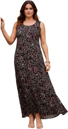 Roaman's Hand Crinkled Sleeveless Dress in Pink Floral Print at Nordstrom, Size 32
