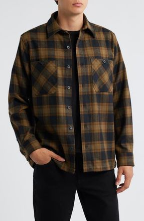 Pendleton Umatilla Wool Button-Up Work Shirt in Olive/Black Check at Nordstrom, Size Xx-Large