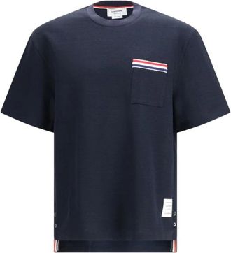 Thom Browne Camiseta con bolsillo bordado Honeycomb - Tops - Hombre - Azul - S