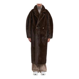 S.W.O.R.D 6.6.44 Double-Breasted Coats, female, Brown, Size: XS Cappotto in Eco Pelliccia