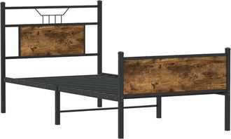 vidaXL Bed Frame without Mattress Smoked Oak 75x190 cm Small Single Engineered Wood Vidaxl