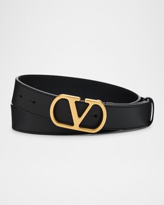 Valentino Garavani Men & apos;s VLogo Box Leather Belt