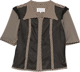 Maison Margiela checked panelled shirt - women - Polyester/Viscose/Silk - 40 - Black