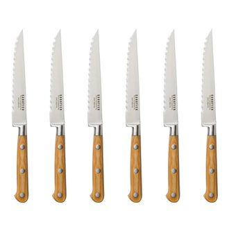 Sabatier Trompette Juego de 6 cuchillos carne Madera claro