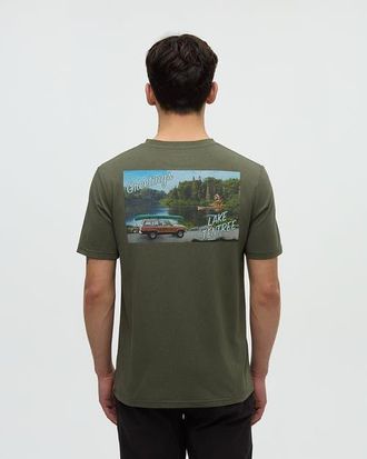 tentree Lake Tentree T-Shirt in Deep Olive/lake Day at Nordstrom, Size Xx-Large