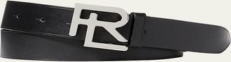 Ralph Lauren Purple Label Mens RL-Logo Leather Belt