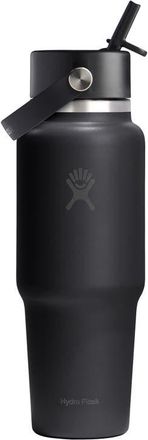 Hydro Flask 32-Ounce Wide Mouth Travel Bottle with Flex Straw Cap in Black at Nordstrom