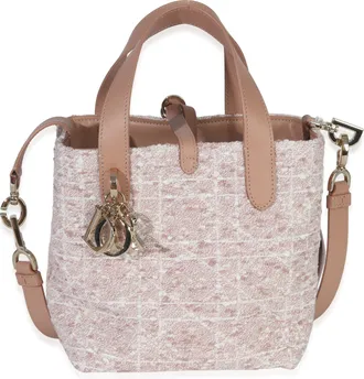 Dior Christian Dior Pink Rose Des Vents Tweed Small Toujours Vertical Tote