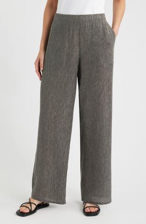 Eileen Fisher Textured Straight Leg Pants in Twine at Nordstrom, Size Xx-Small