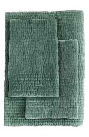 Melange Home Tamara Velour Quilt 3-Piece Set in Forest Green at Nordstrom Rack, Size Full/queen