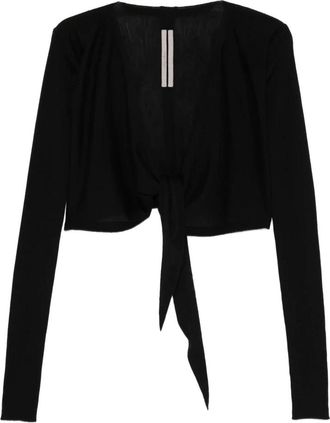 Rick Owens Cropped Wikkel Cardigan - Dames - Vesten - Zwart - L - Wol - Truien & Vesten