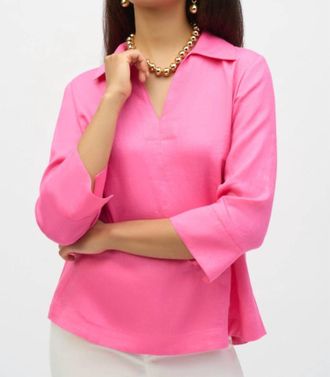 Joseph Ribkoff Linen Boxy Top In Bubble Gum