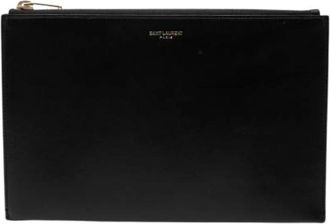 Saint Laurent Pre-owned Leren Clutch - Dames - Vintage Clutch - Zwart - ONE Size - Leer - Vintage