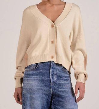 Elan Florence Color Block Cardigan In Beige