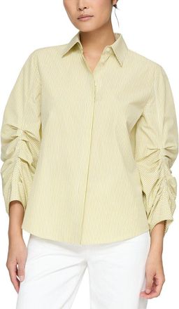 Lafayette 148 New York Petite Ruched Sleeve Button Top