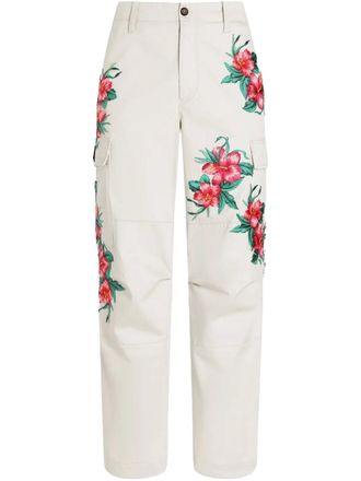 Dolce & Gabbana floral-embroidered trousers - Neutrals