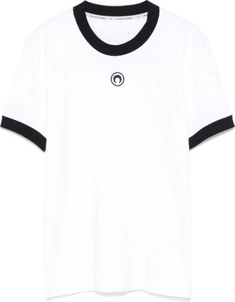 Marine Serre T-shirt con ricamo Crescent - Bianco